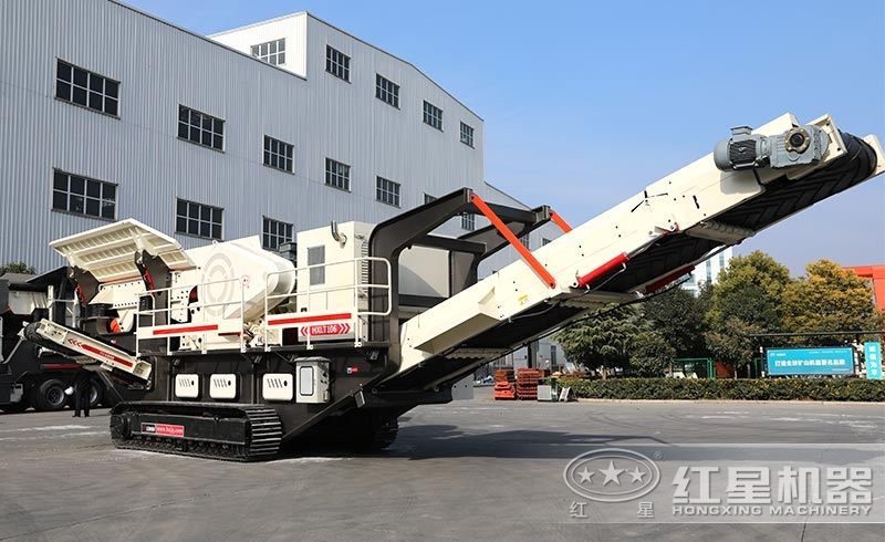 履帶移動式小型石頭破碎機，環(huán)保安全